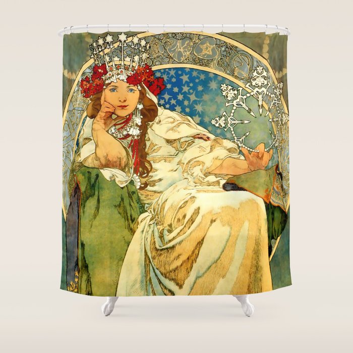 Alphonse Mucha  "Princess Hyacinth" Shower Curtain Gallery Image 1