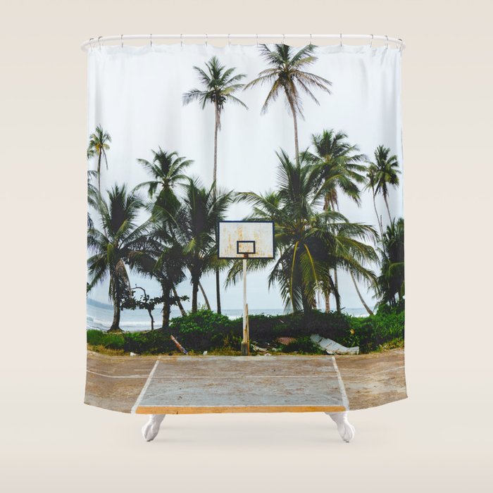 Basketball on Isla Bastimento, Bocas del Toro, Panama Shower Curtain Gallery Image 1