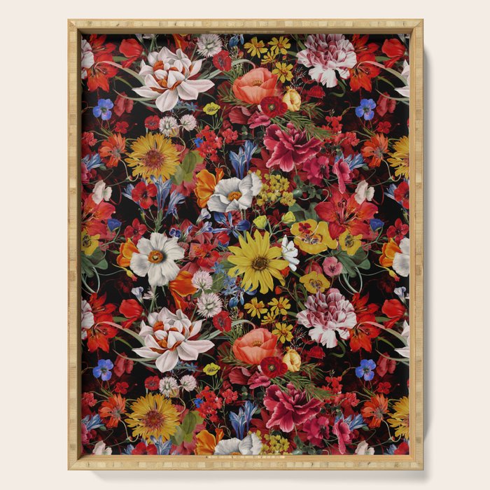 Multicolor Floral Night Garden Serving Tray Gallery Image 1