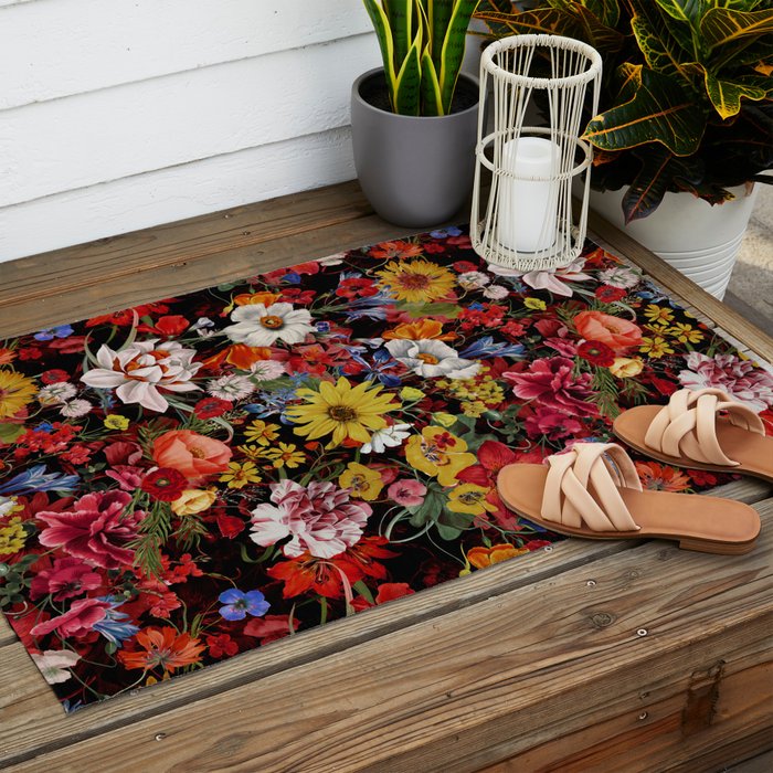 Multicolor Floral Night Garden Outdoor Rug Gallery Image 2