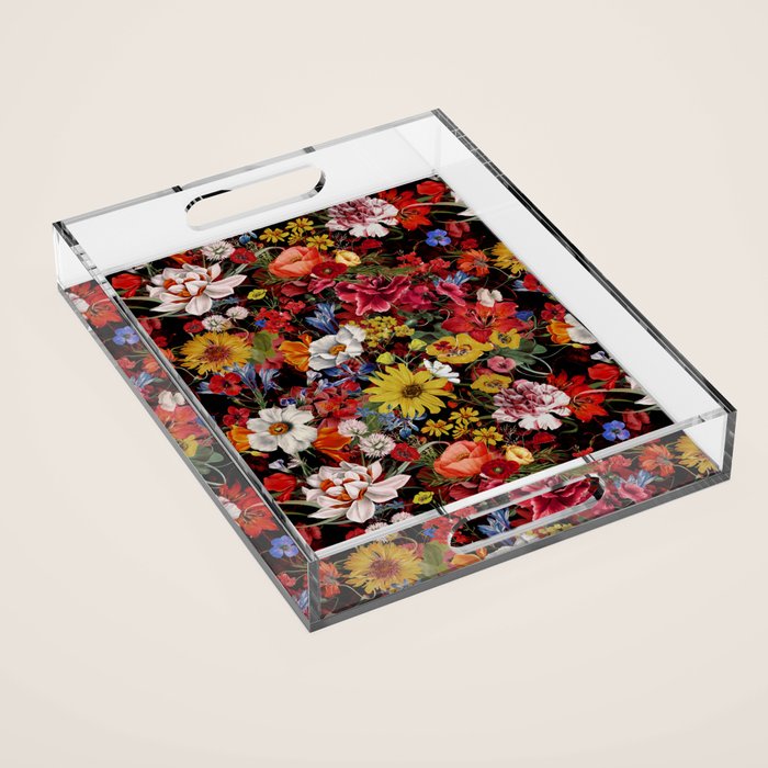 Multicolor Floral Night Garden Acrylic Tray Gallery Image 1