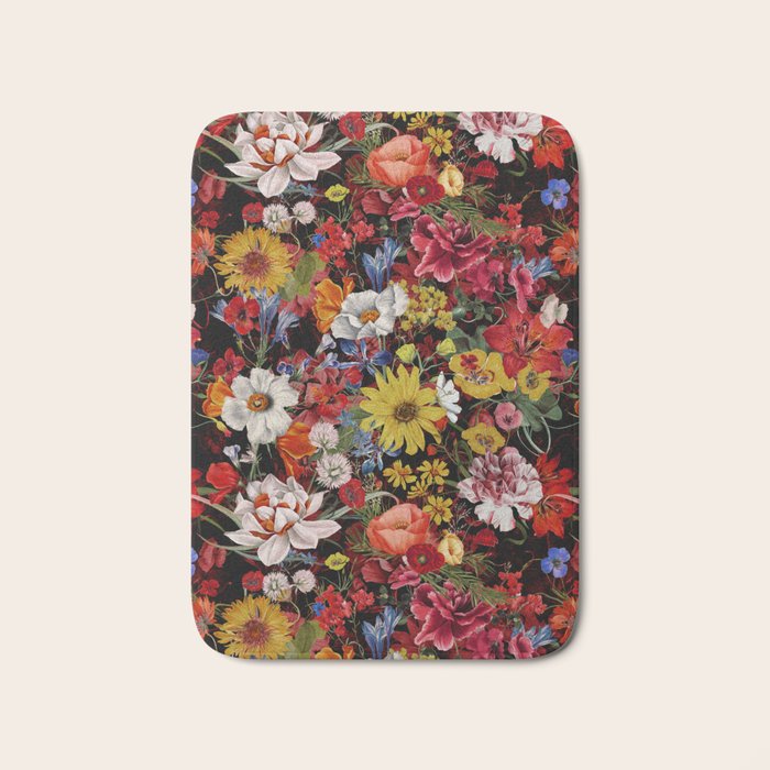 Multicolor Floral Night Garden Bath Mat Gallery Image 1