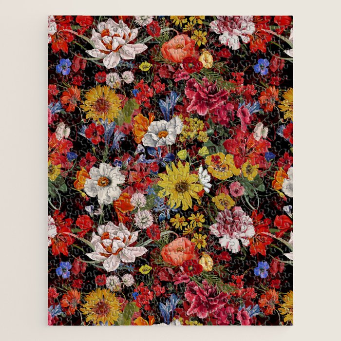 Multicolor Floral Night Garden Jigsaw Puzzle Gallery Image 1