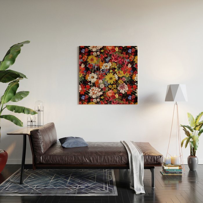 Multicolor Floral Night Garden Wood Wall Art Gallery Image 2