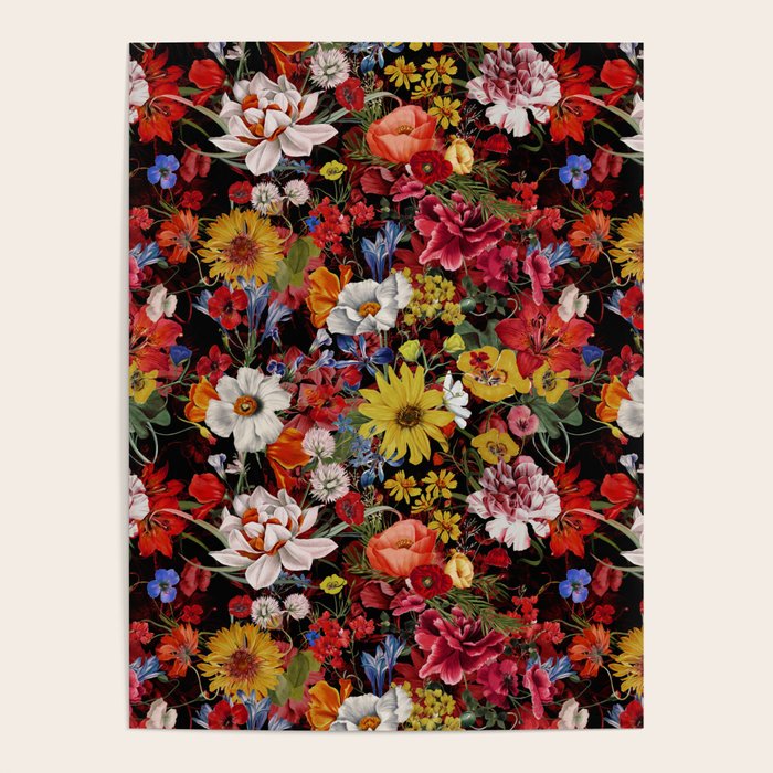 Multicolor Floral Night Garden Poster Gallery Image 4