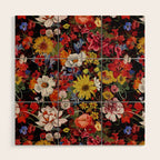 Multicolor Floral Night Garden Wood Wall Art Gallery Image 1