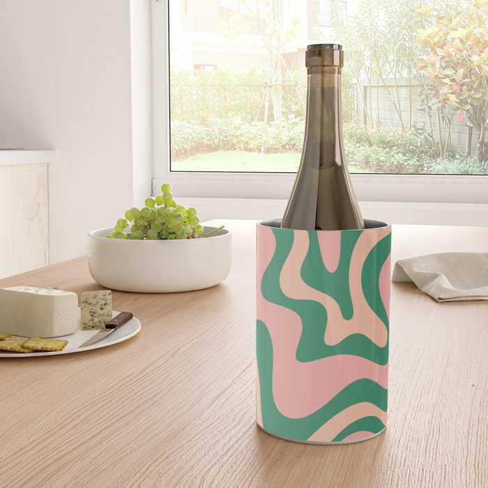 Liquid Swirl Abstract Pattern Pink Blush Green  Wine Chiller Gallery Image 4