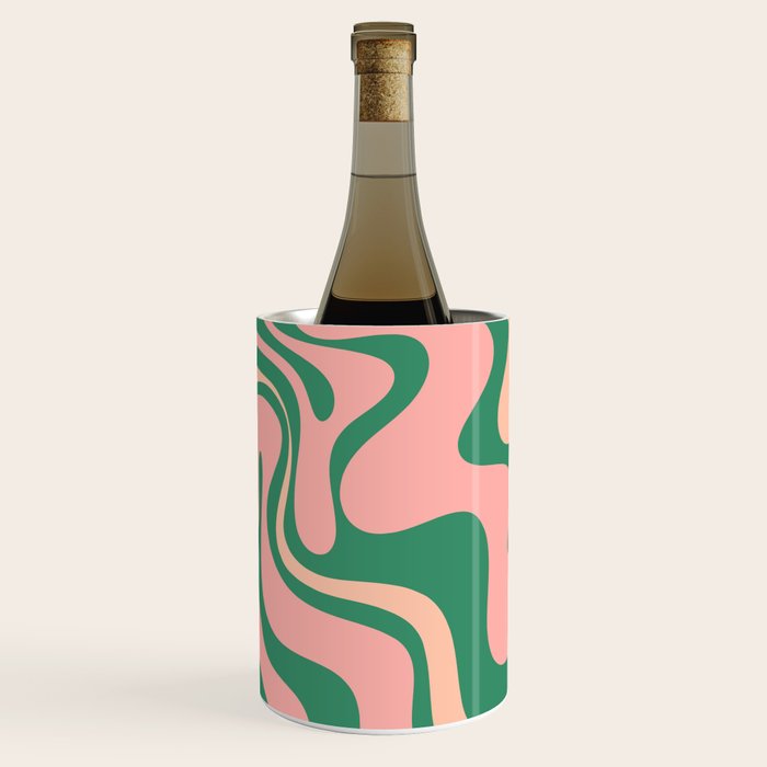 Liquid Swirl Abstract Pattern Pink Blush Green  Wine Chiller Gallery Image 2