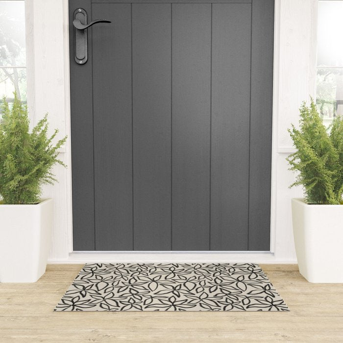 Abstract Brushed Line Art Florals Welcome Mat Gallery Image 3
