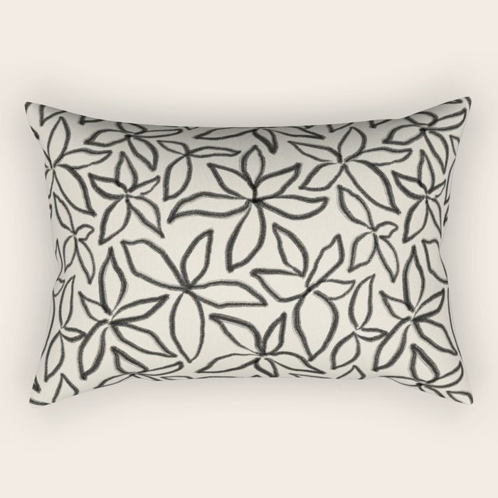 Abstract Brushed Line Art Florals Rectangular Pillow Gallery Image 1