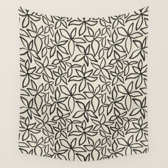 Abstract Brushed Line Art Florals Wall Tapestry Gallery Image 4