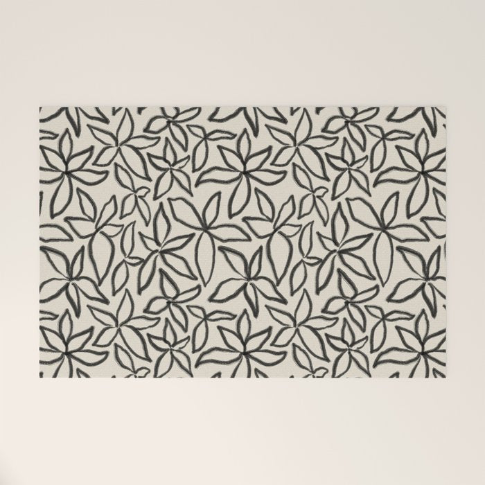 Abstract Brushed Line Art Florals Welcome Mat Gallery Image 1