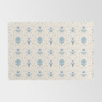 Vintage Floral Harmony Pattern  Charming Blue  Pink Blossom Design Rug Gallery Image 2