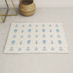 Vintage Floral Harmony Pattern  Charming Blue  Pink Blossom Design Rug Gallery Image 1