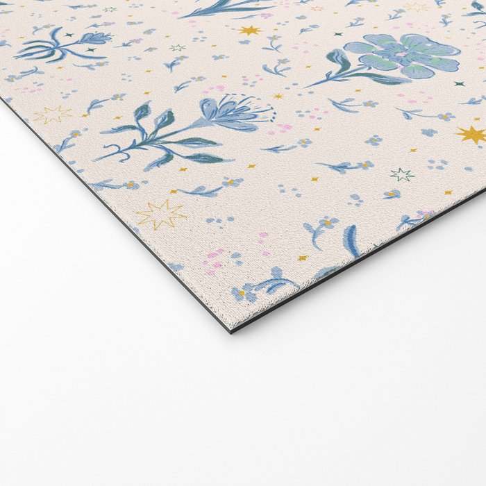 Vintage Floral Harmony Pattern  Charming Blue  Pink Blossom Design Welcome Mat Gallery Image 2