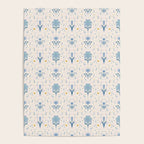 Vintage Floral Harmony Pattern  Charming Blue  Pink Blossom Design Poster Gallery Image 4