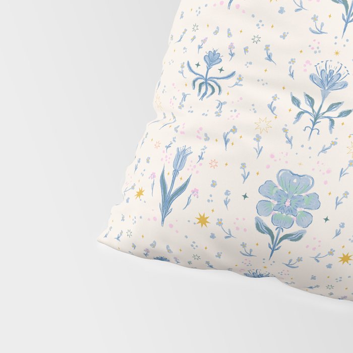 Vintage Floral Harmony Pattern  Charming Blue  Pink Blossom Design Pillow Sham Gallery Image 4
