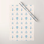 Vintage Floral Harmony Pattern  Charming Blue  Pink Blossom Design Wrapping Paper Gallery Image 1