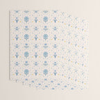 Vintage Floral Harmony Pattern  Charming Blue  Pink Blossom Design Wrapping Paper Gallery Image 3
