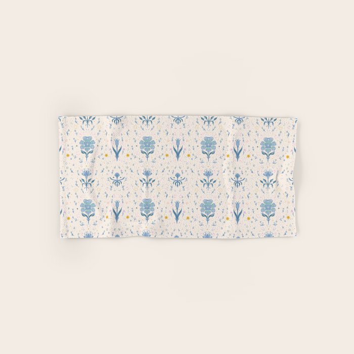 Vintage Floral Harmony Pattern  Charming Blue  Pink Blossom Design Bath Towel Gallery Image 1