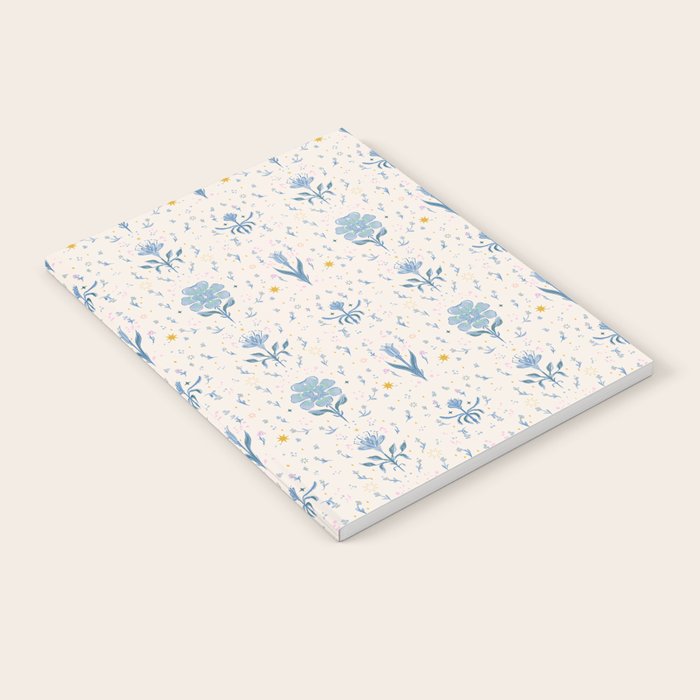 Vintage Floral Harmony Pattern  Charming Blue  Pink Blossom Design Notebook Gallery Image 2