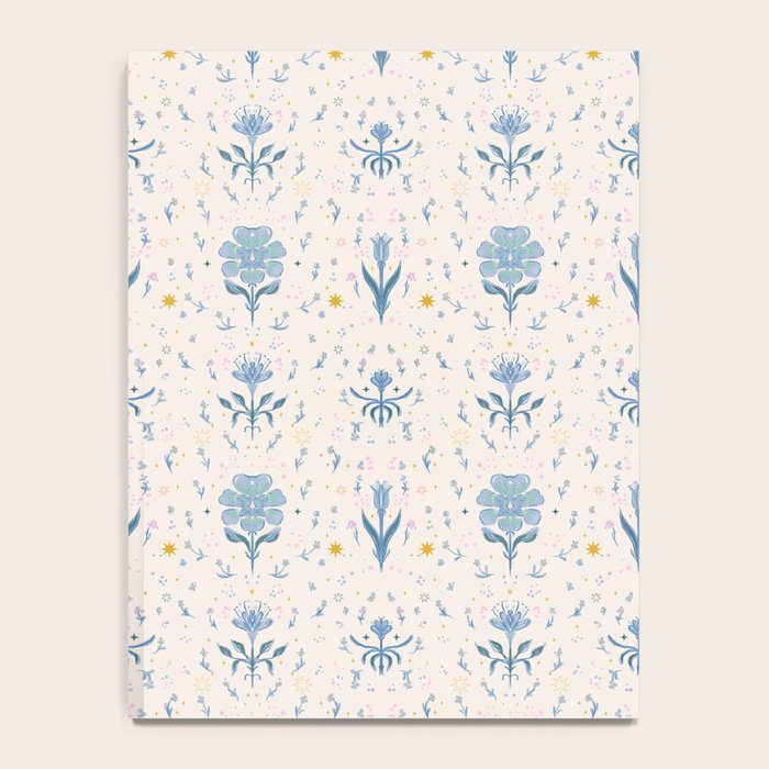 Vintage Floral Harmony Pattern  Charming Blue  Pink Blossom Design Notebook Gallery Image 4