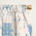 Vintage Floral Harmony Pattern  Charming Blue  Pink Blossom Design Window Curtain Gallery Image 2