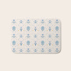 Vintage Floral Harmony Pattern  Charming Blue  Pink Blossom Design Bath Mat Gallery Image 1
