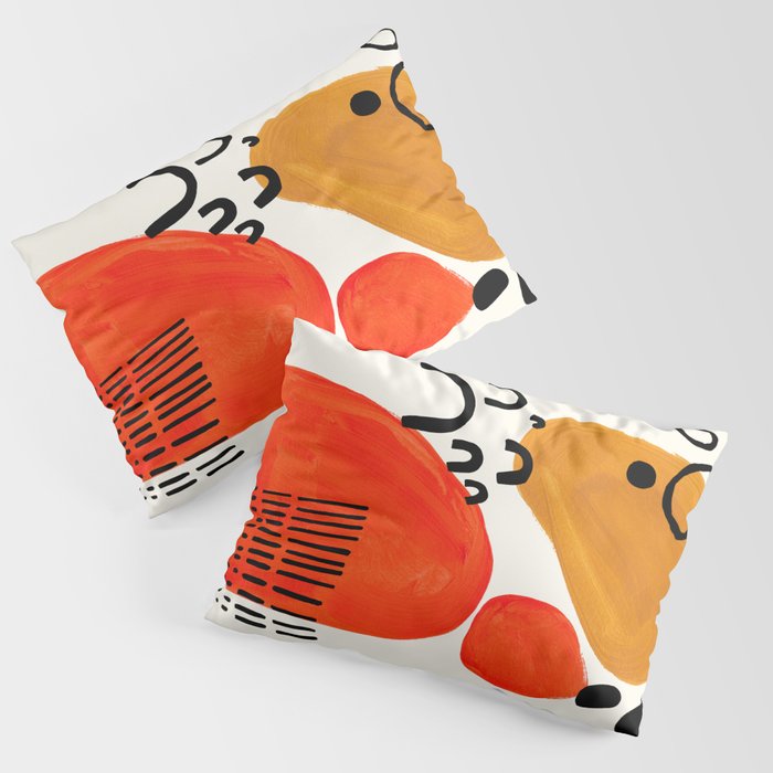 Fun Abstract Minimalist Mid Century Modern Yellow Ochre Orange Organic Shapes & Patterns Pillow Sham Gallery Image 1