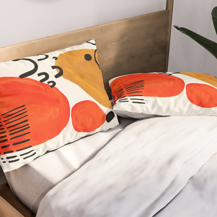 Fun Abstract Minimalist Mid Century Modern Yellow Ochre Orange Organic Shapes & Patterns Pillow Sham Gallery Image 2