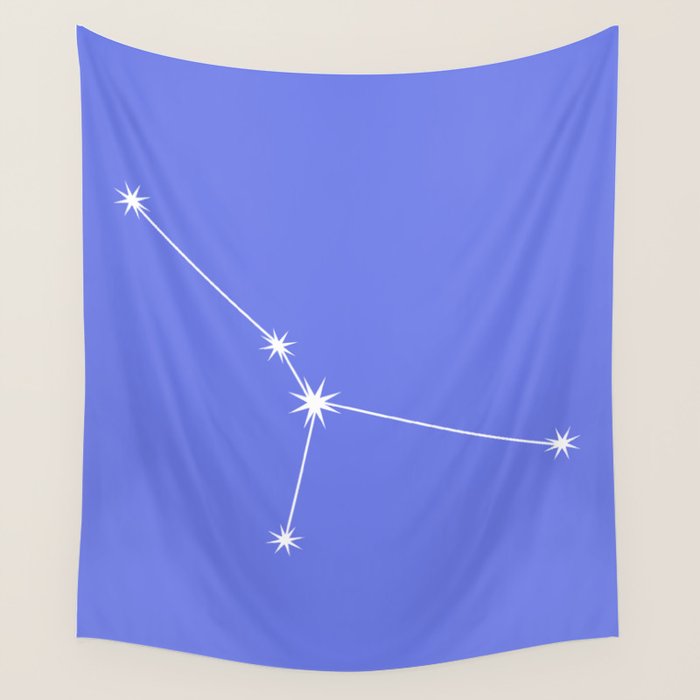Cancer Zodiac Star Constellation Line Art Periwinkle Purple Wall Tapestry Gallery Image 4