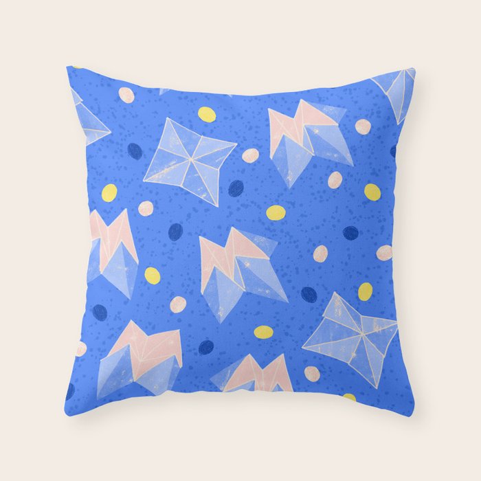 Origami Fortune Teller in Sky Blue & Peach Throw Pillow Gallery Image 1