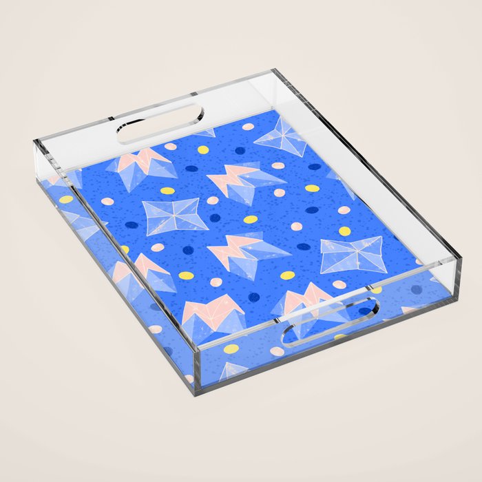 Origami Fortune Teller in Sky Blue & Peach Acrylic Tray Gallery Image 1