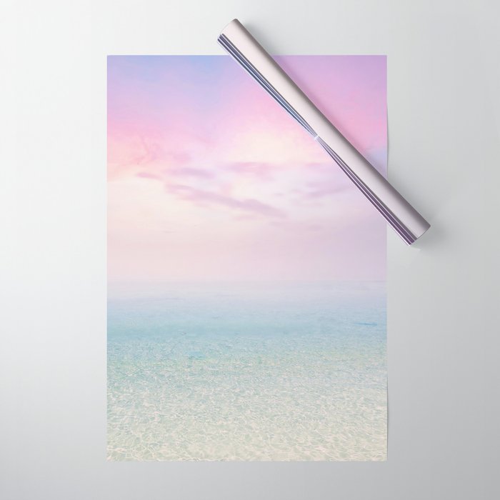 Pink Sunset, Ocean Art Wrapping Paper Gallery Image 1