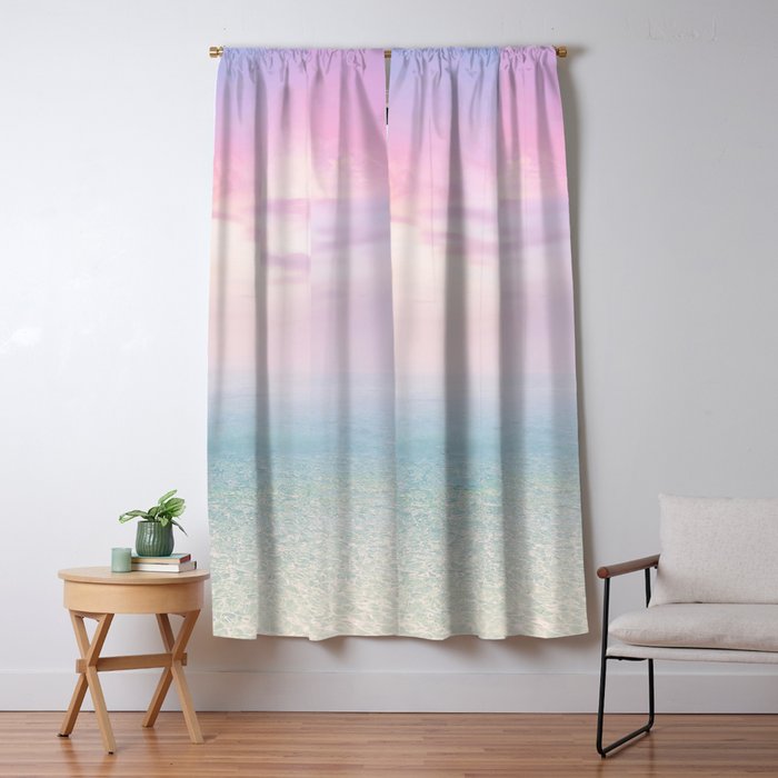 Pink Sunset, Ocean Art Window Curtain Gallery Image 1