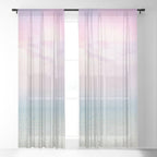 Pink Sunset, Ocean Art Window Curtain Gallery Image 3