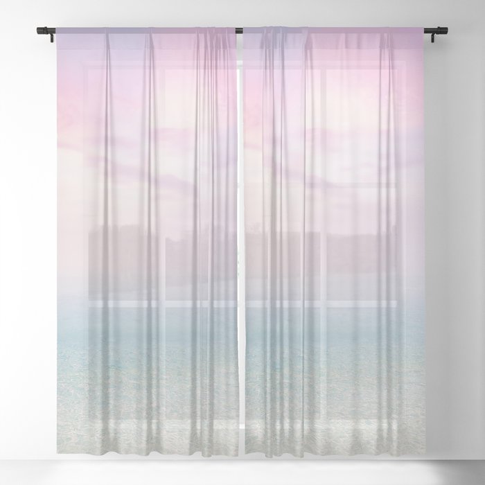 Pink Sunset, Ocean Art Window Curtain Gallery Image 21