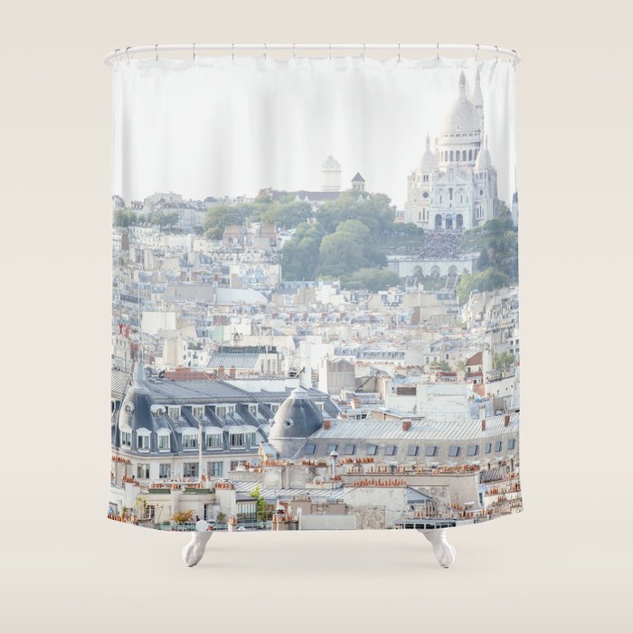 Montmartre Sacre Coeur - Paris Travel Photography Shower Curtain Gallery Image 1