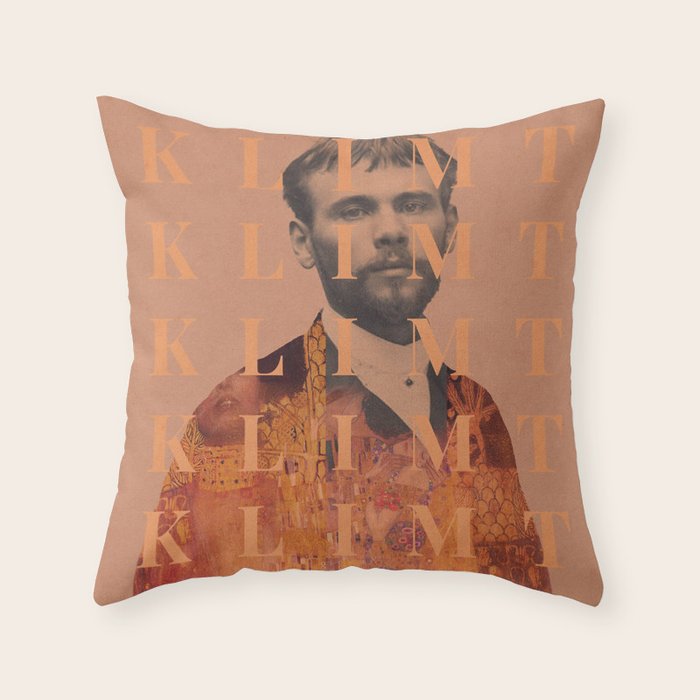 for Gustav Klimt 02 Throw Pillow Gallery Image 1