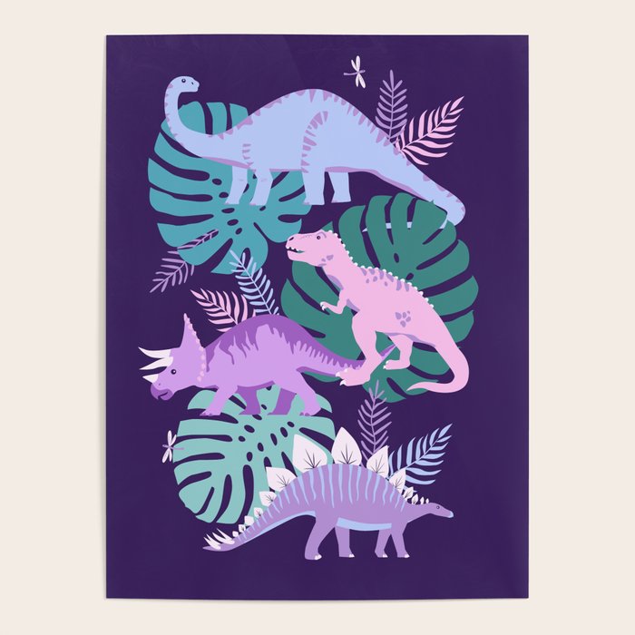 Jungle Dinosaur - Purple Poster Gallery Image 4