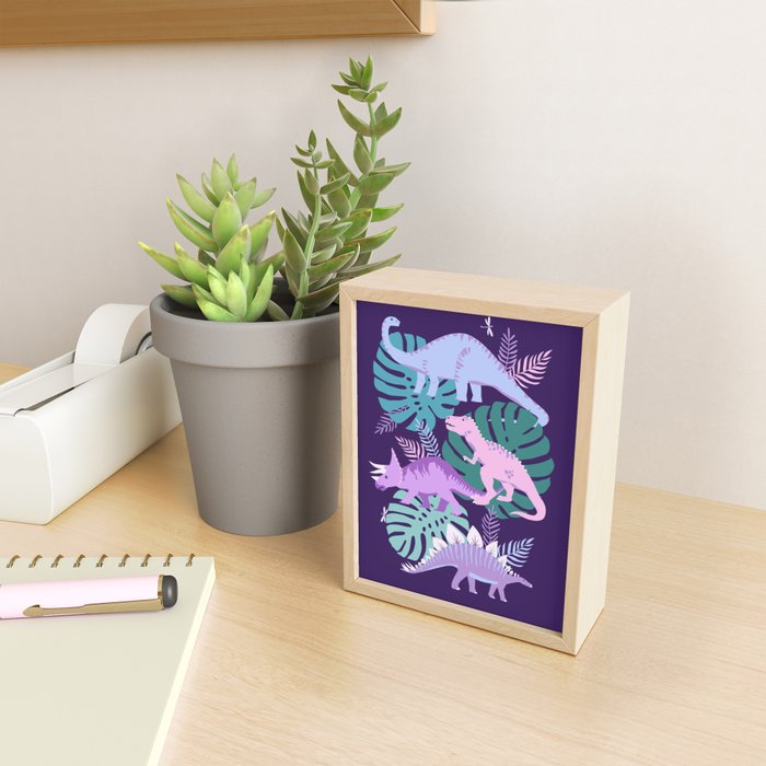Jungle Dinosaur - Purple Mini Art Print Gallery Image 2