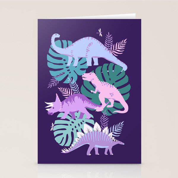 Jungle Dinosaur - Purple Stationery Card Gallery Image 2