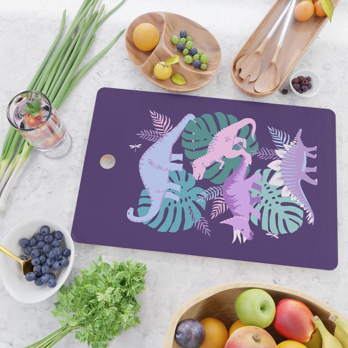 Jungle Dinosaur - Purple Cutting Board Gallery Image 2