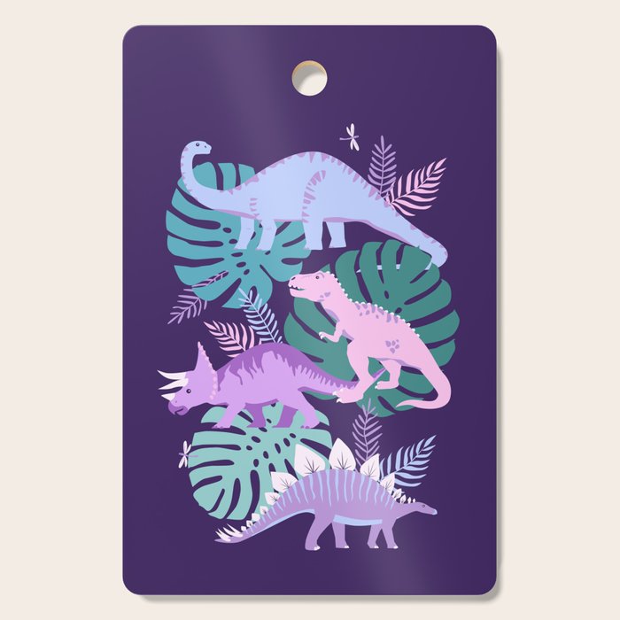 Jungle Dinosaur - Purple Cutting Board Gallery Image 1