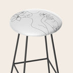Minimal Line Art Woman with Flowers IV Stool Gallery Image 2