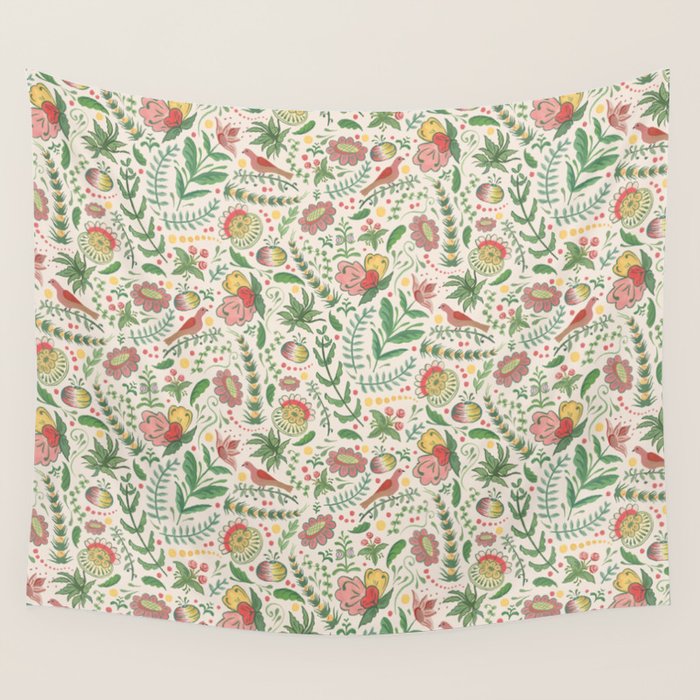 Swedish Floral - Cream Wall Tapestry Gallery Image 4