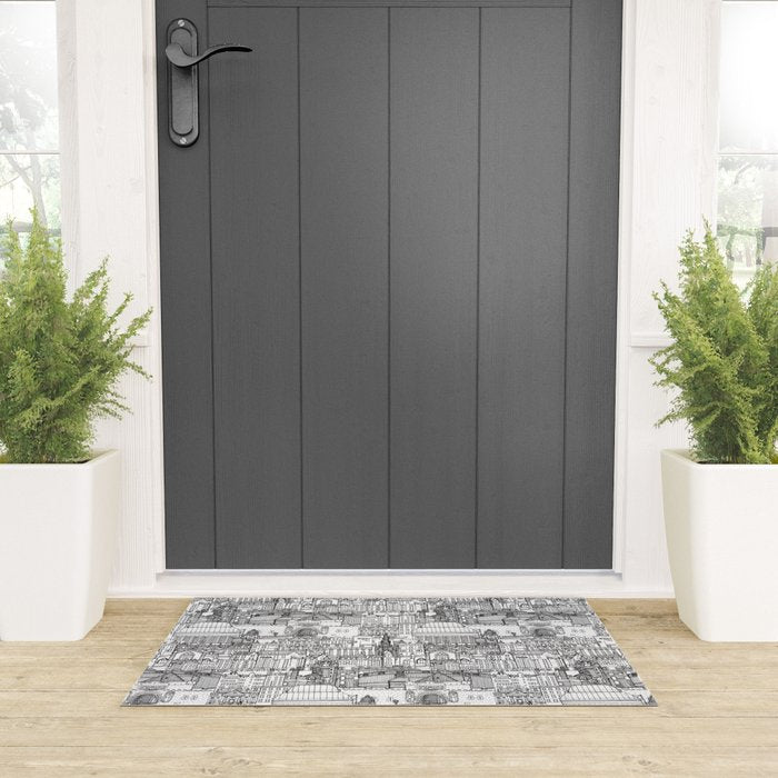 Edinburgh toile black white Welcome Mat Gallery Image 3