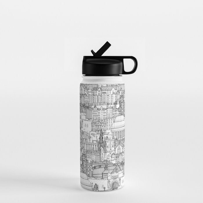 Edinburgh toile black white Water Bottle Gallery Image 1