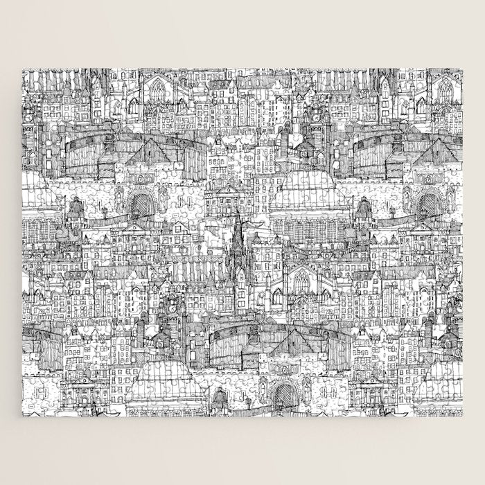 Edinburgh toile black white Jigsaw Puzzle Gallery Image 1