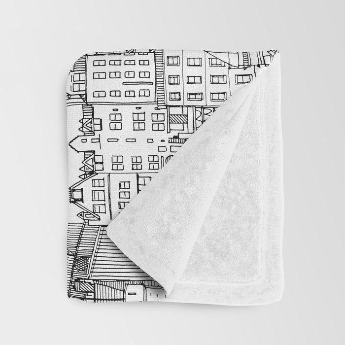 Edinburgh toile black white Throw Blanket Gallery Image 3
